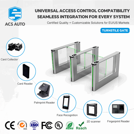 IP55 Weatherproof Optical Swing Turnstile Gate - Advanced Face Recognition Camera and RFID Access Control System