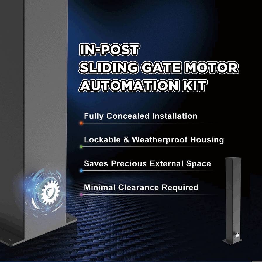 Modern Minimalist Automatic Sliding Gate Motor Kit – Complete Electric Gate Opener System with Gear Rack and Rails for Contemporary Property Automation